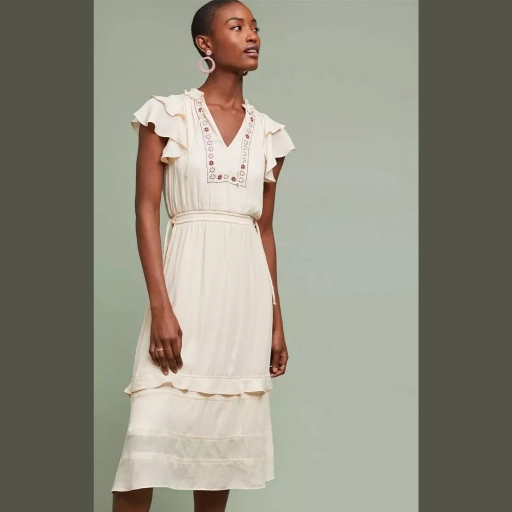 New Anthropologie Mia Embroidered Dress by Dolan Size M